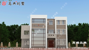 农村三层简约自建别墅外观设计图纸，看完我也想回乡盖这样的房子