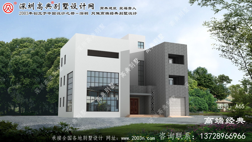 金湖县最新款现代别墅外观图设计图