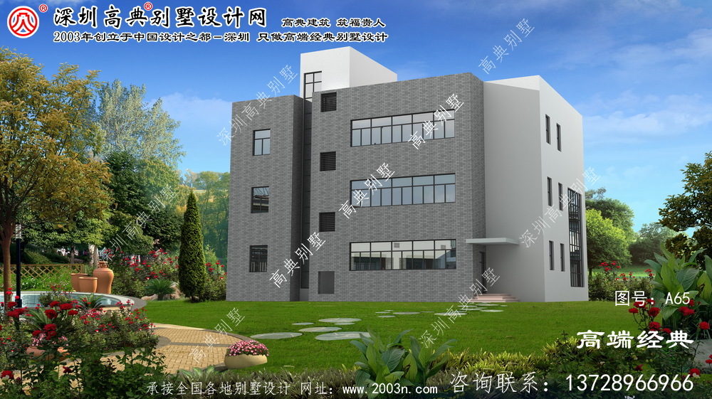 金湖县最新款现代别墅外观图设计图