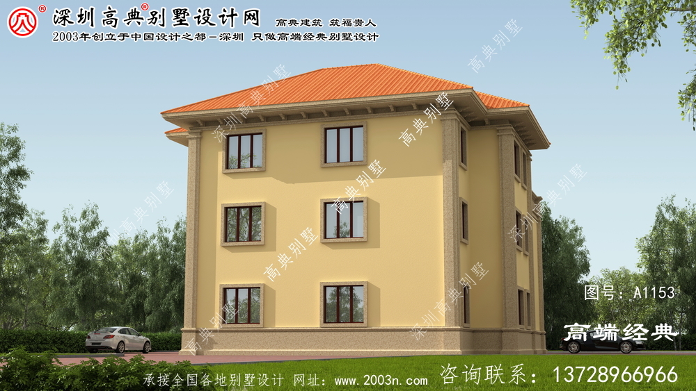 临桂县三层别墅自建风格，简约欧式。