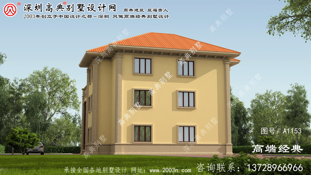 临桂县三层别墅自建风格，简约欧式。