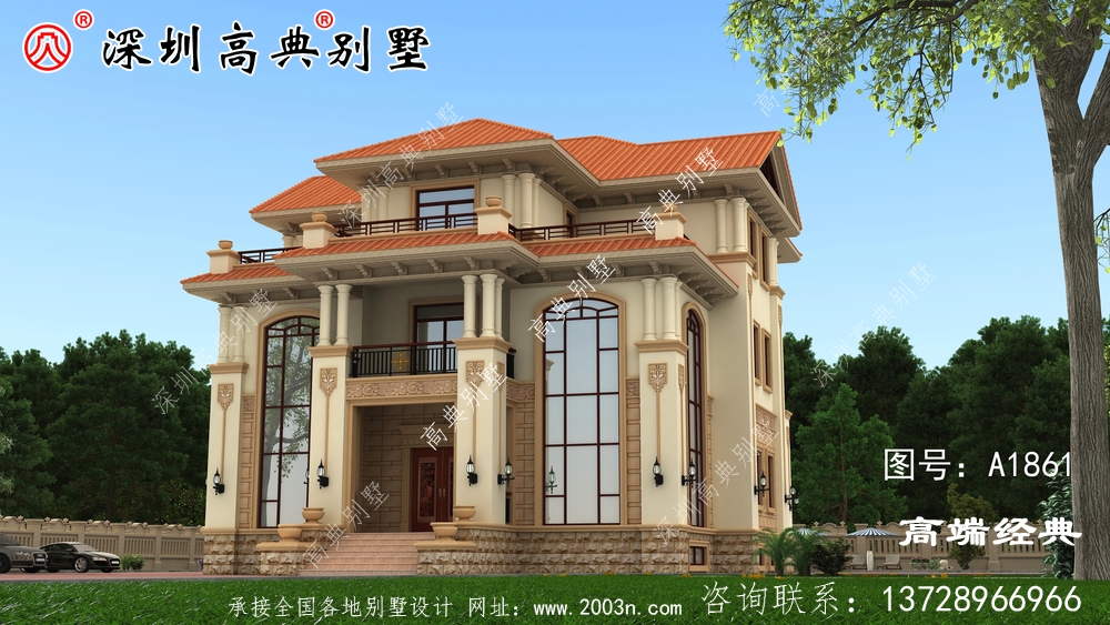 三层欧式别墅自建房，靓丽的外观色调，90万建成真划算