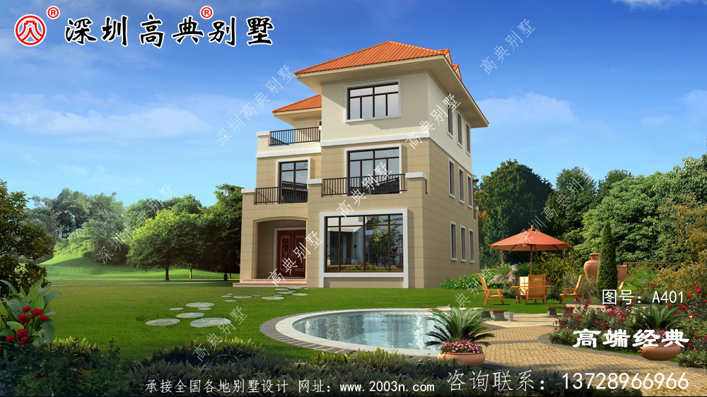 三层自建房外观图,精致细腻,个人的秘密花园