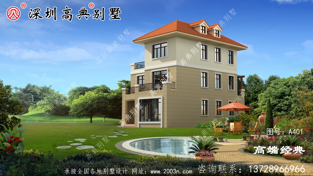 三层自建房外观图,精致细腻,个人的秘密花园