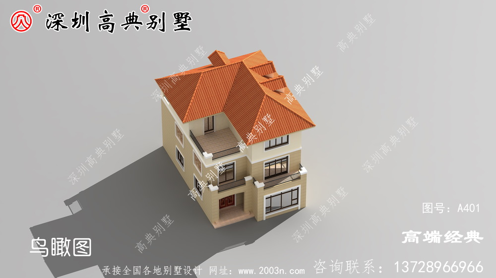 三层自建房外观图,精致细腻,个人的秘密花园