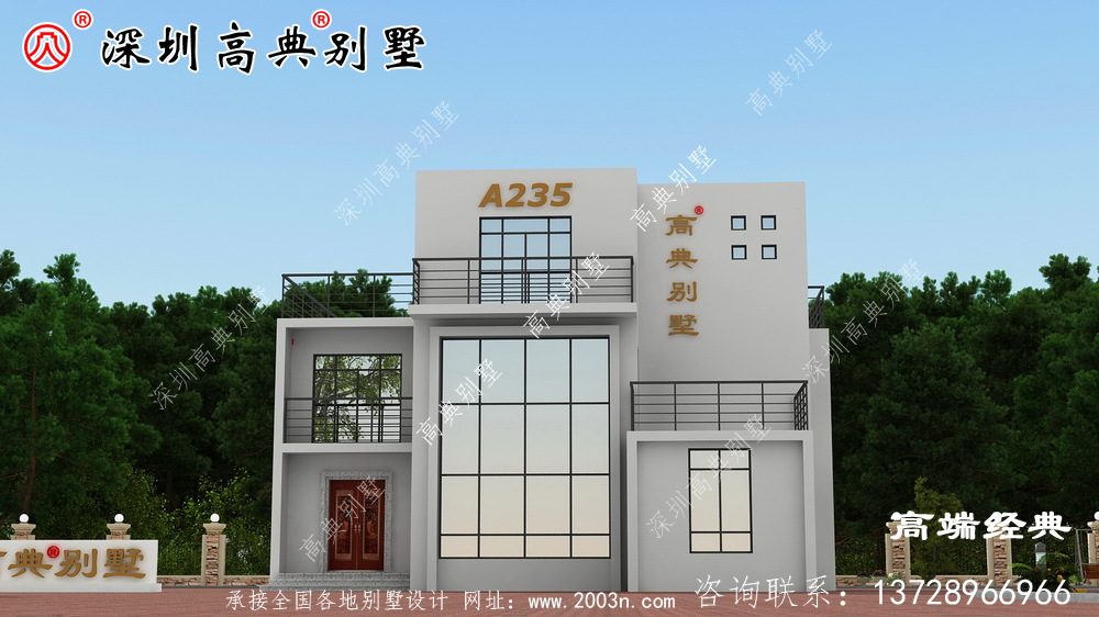 乡村三层带阳台外观图,时尚大气,我都想建。